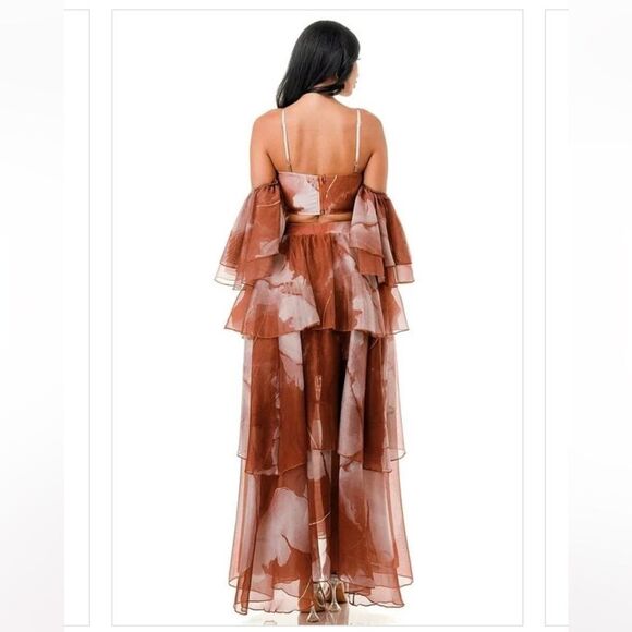 New Plus Size 3 pc ruffle chiffon skirt set - Picture 2 of 3